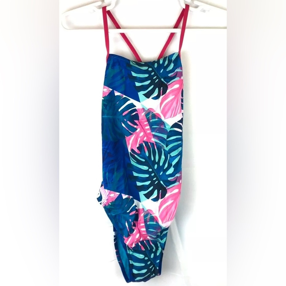 Speedo Women’s Deep Blue Low Back One Piece Swimsuit Size 14